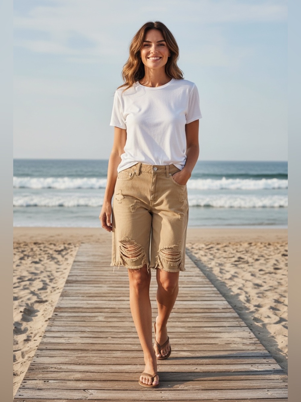 Bermuda Shorts Distressed- Serra Joie Rucker